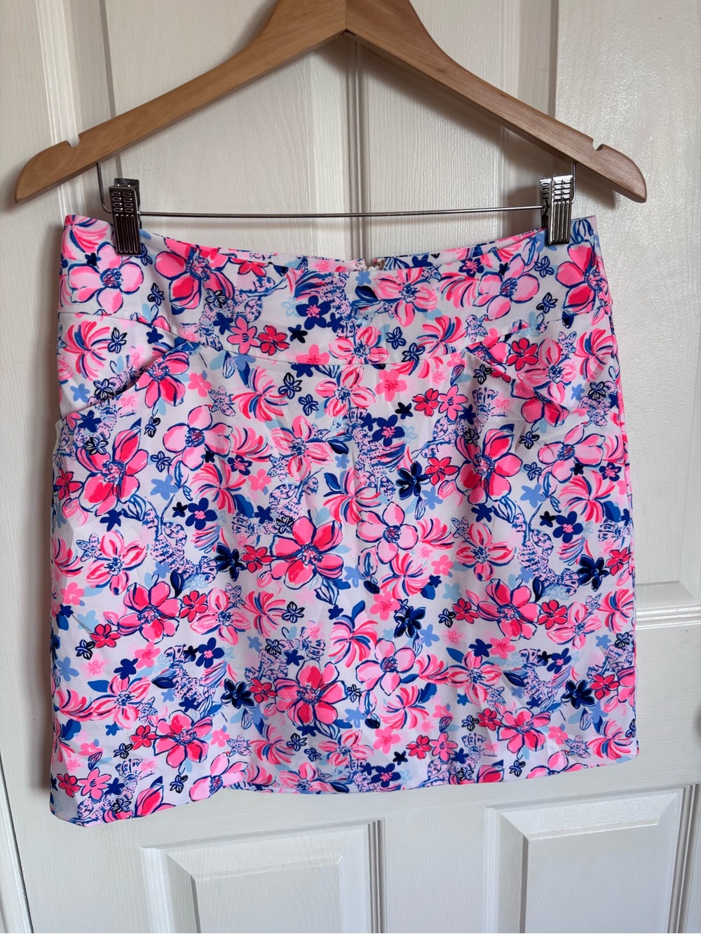 Lilly Pulitzer Jonas Stretch Skort Pink Blue Floral Tropical Resort Skirt 10